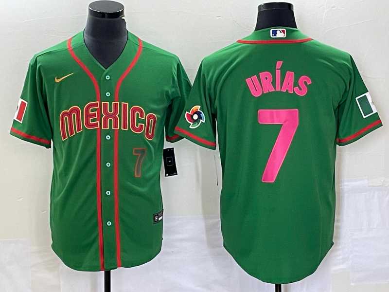 Mens Mexico Baseball #7 Julio Urias Number 2023 Green World Classic Stitched Jersey10->2023 world baseball classic->MLB Jersey